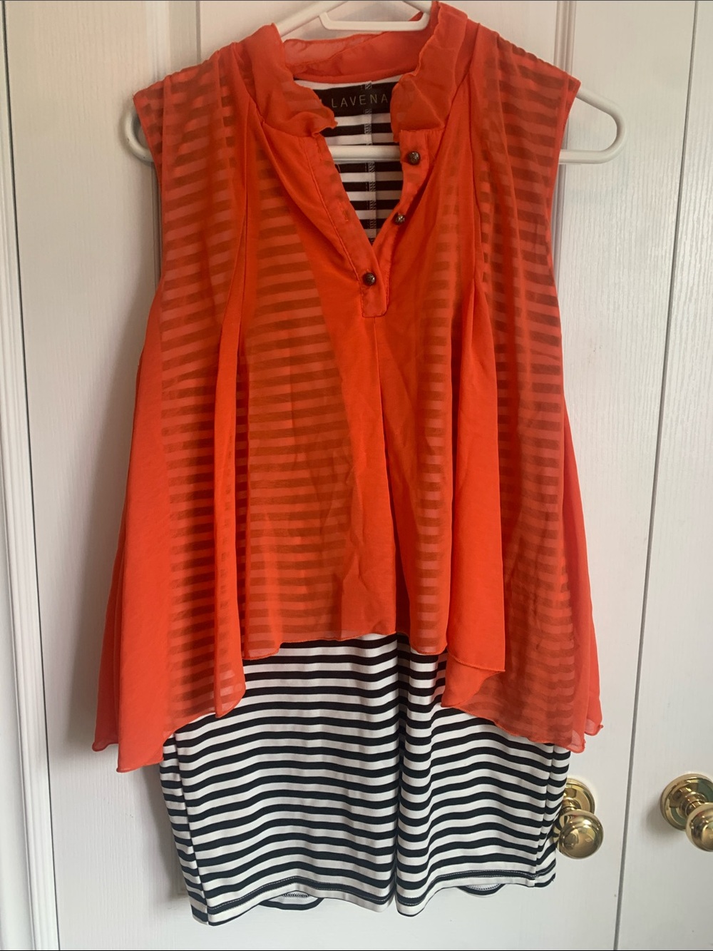 Lavenne Orange Sleeveless Layered Mini Dress